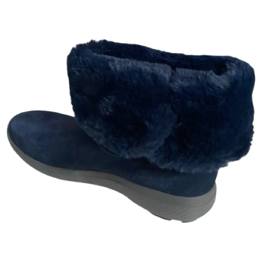 Skechers On the Go Booties, Suede leather, Faux fur lining & cuffs, Sz 10